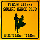 Schild zu einer Veranstaltung des Poison Oakers Square Dance Club